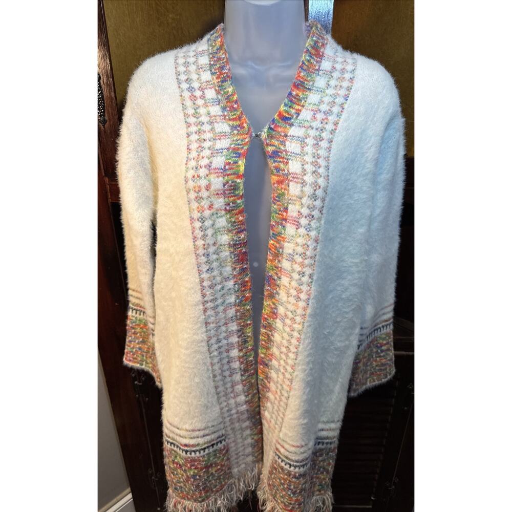 Venario Sweater Women's Size Small Multicolor Open Cardigan Long Sleeve Boho NWT